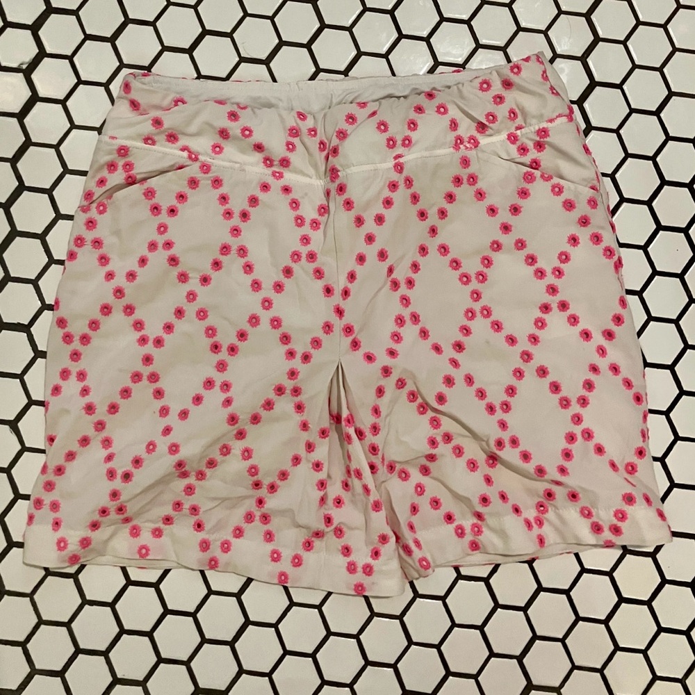 Lilly Pulitzer White and Pink Embroidered Skirt